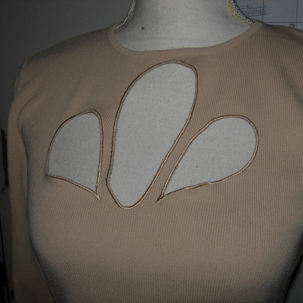 Cyrus Cream Ribbed Top With Cut Outs M - Picture 2 of 4